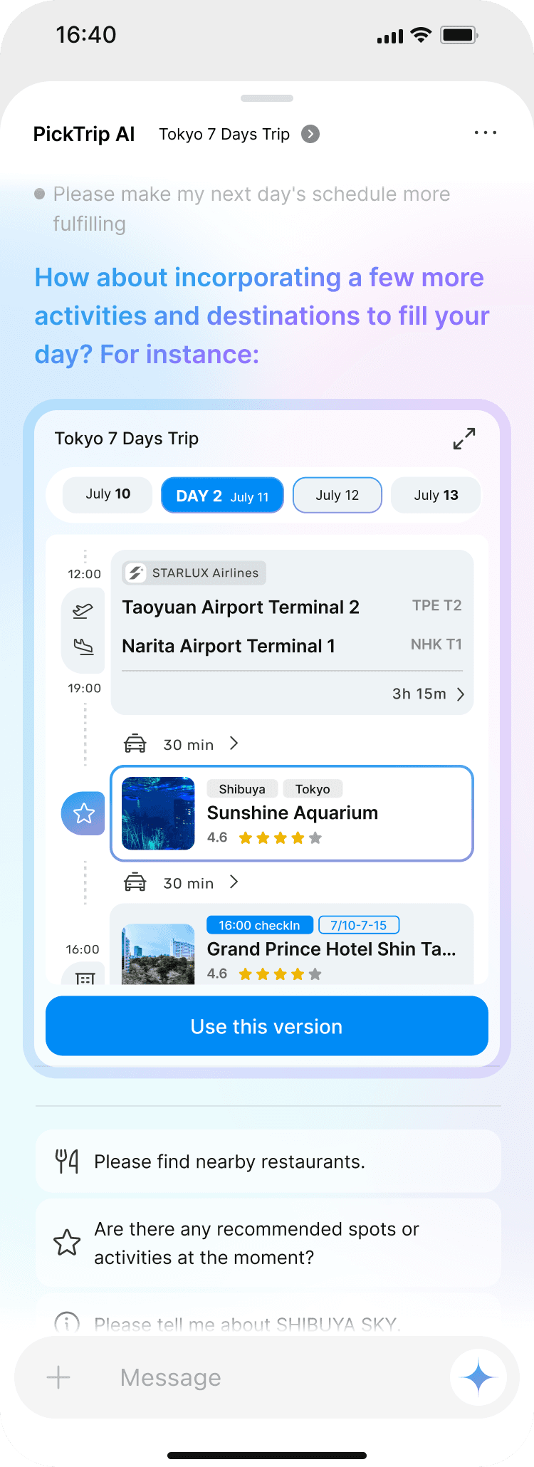 Plan your itinerary